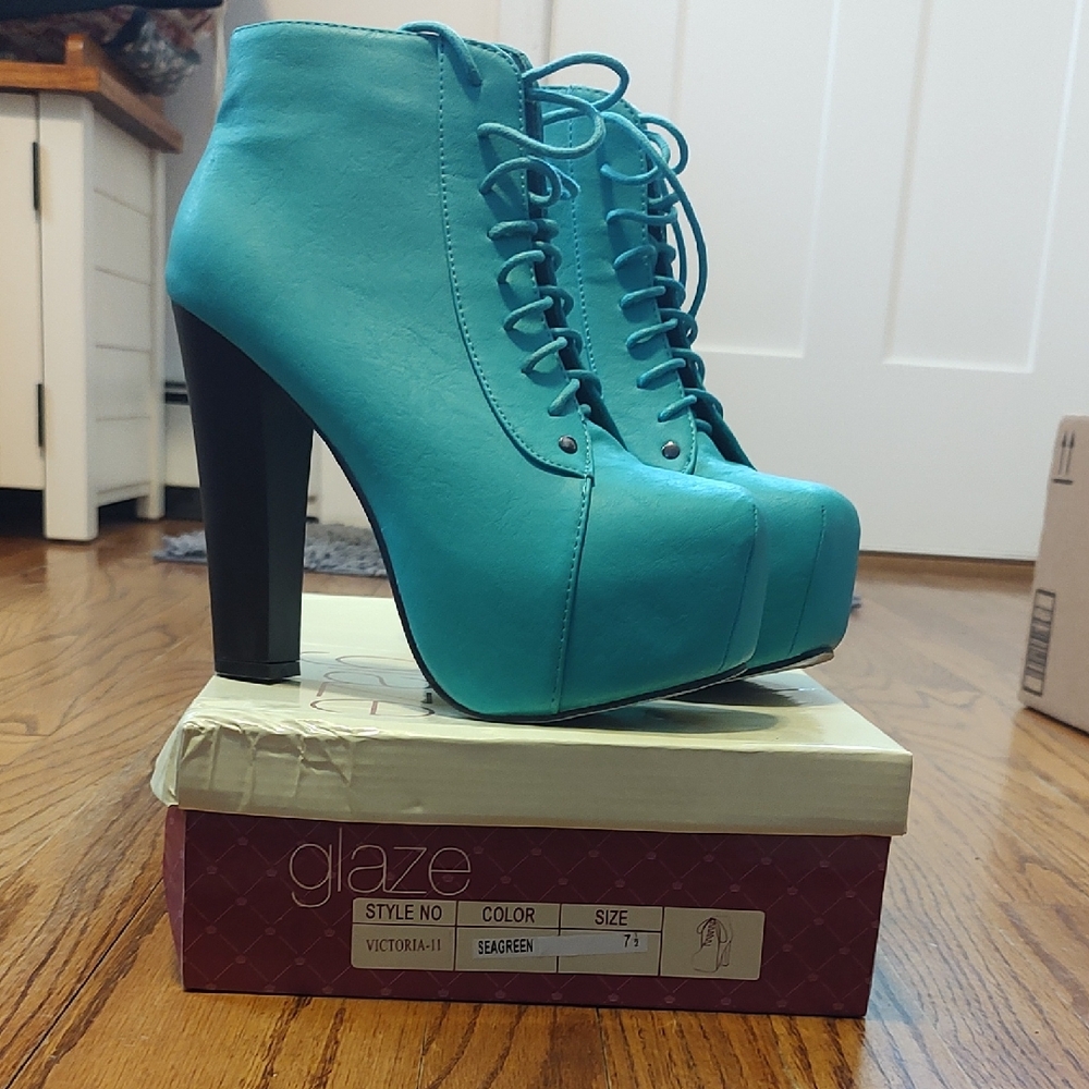 Glaze Seagreen Heeled Boots